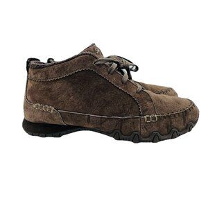 Skechers Shoes Womens Size 8 Brown Leather Moccasin Sneakers Memory Foam Booties